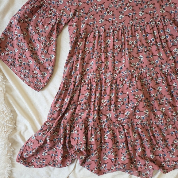 Boho Flowy Floral Mini Baby Doll Dress By Natural Life - Picture 6 of 13